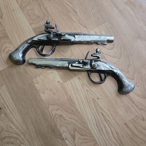 Vintage Style Silver Decorative Pistols